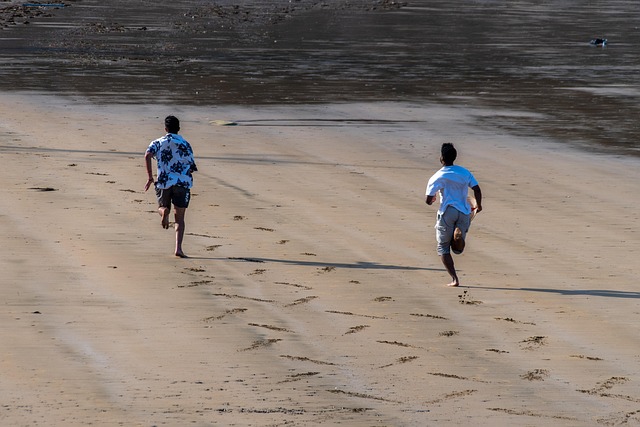 men, nature, run, sprint, competition, sports, beach, fun